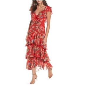 Wayf Tiered Floral Midi Dress